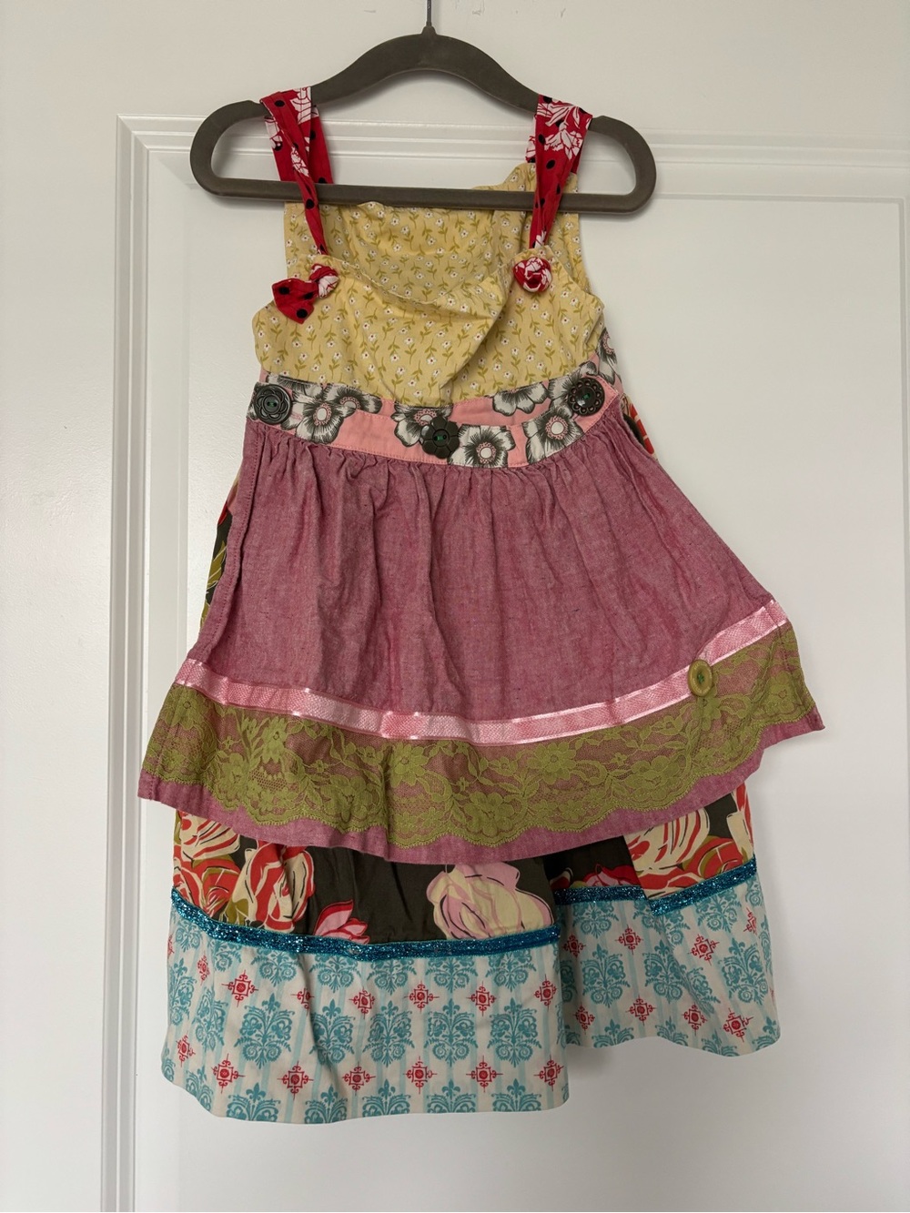 Matilda Jane Girls Serendipity Perfect Day Knot Pink Yellow Dress Size 4